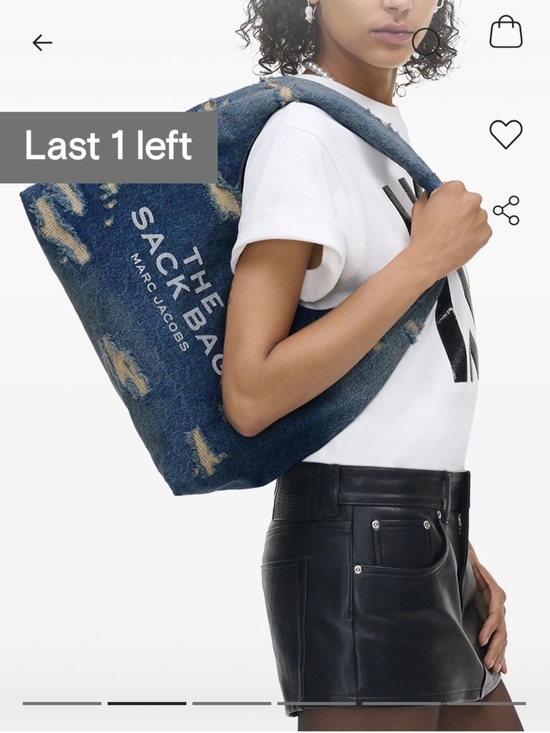 Marc Jacobs Handbags - Marc Jacobs Distressed Denim Tote in Dark Blue with White Logo Limited Addition